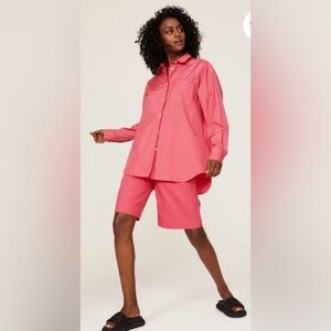 SAMSOE SAMSOE LUANA OVERSIZED BUTTON DOWN SHIRT CORAL XS/S